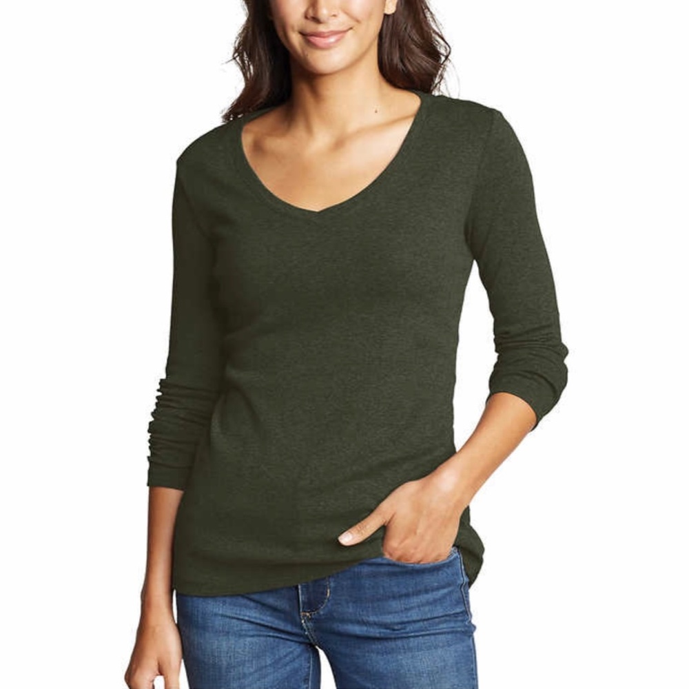 Eddie Bauer Ladies Long Sleeve V-Neck 2 Pack Lightweight Slim Fit. Sizes SM-XL - Picture 3 of 6